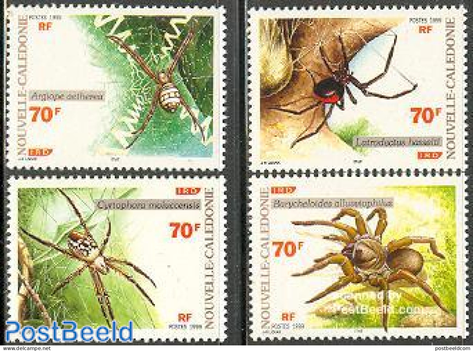 New Caledonia 1999 Spiders 4v, Mint NH, Nature - Insects - Ungebraucht