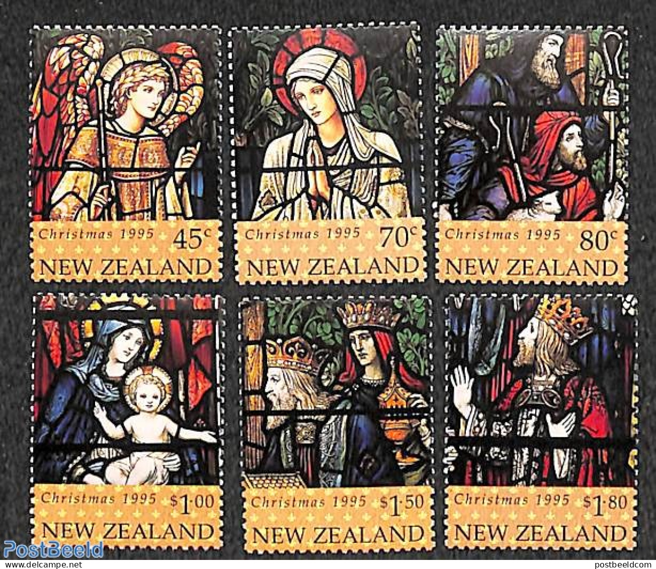 New Zealand 1995 Christmas 6v, Mint NH, Religion - Christmas - Art - Stained Glass And Windows - Ungebraucht