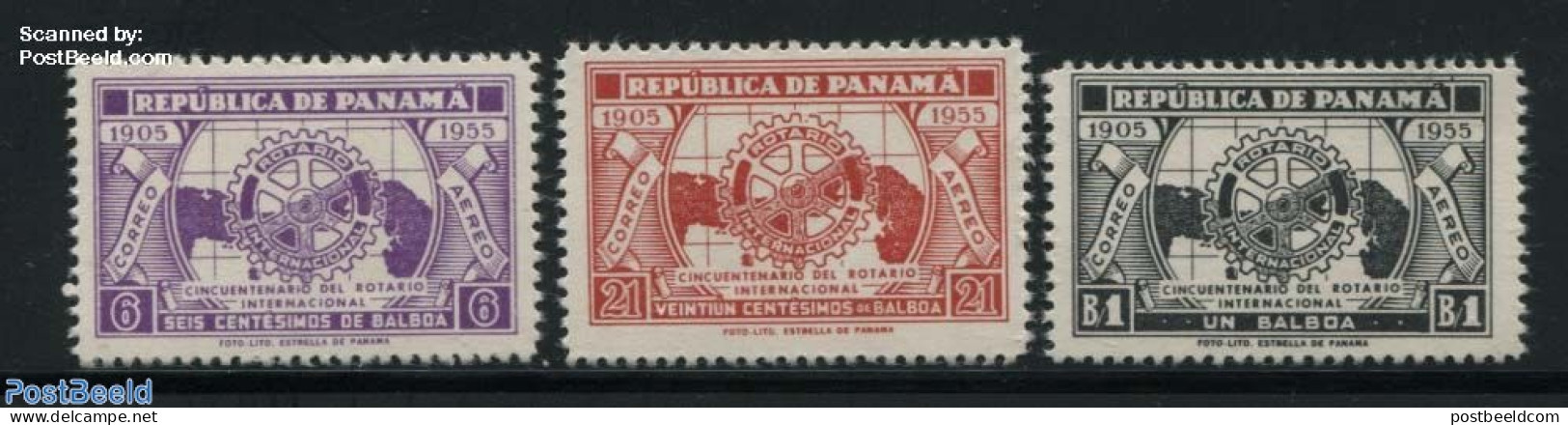 Panama 1955 Rotary Club 3v, Mint NH, Various - Maps - Rotary - Geographie