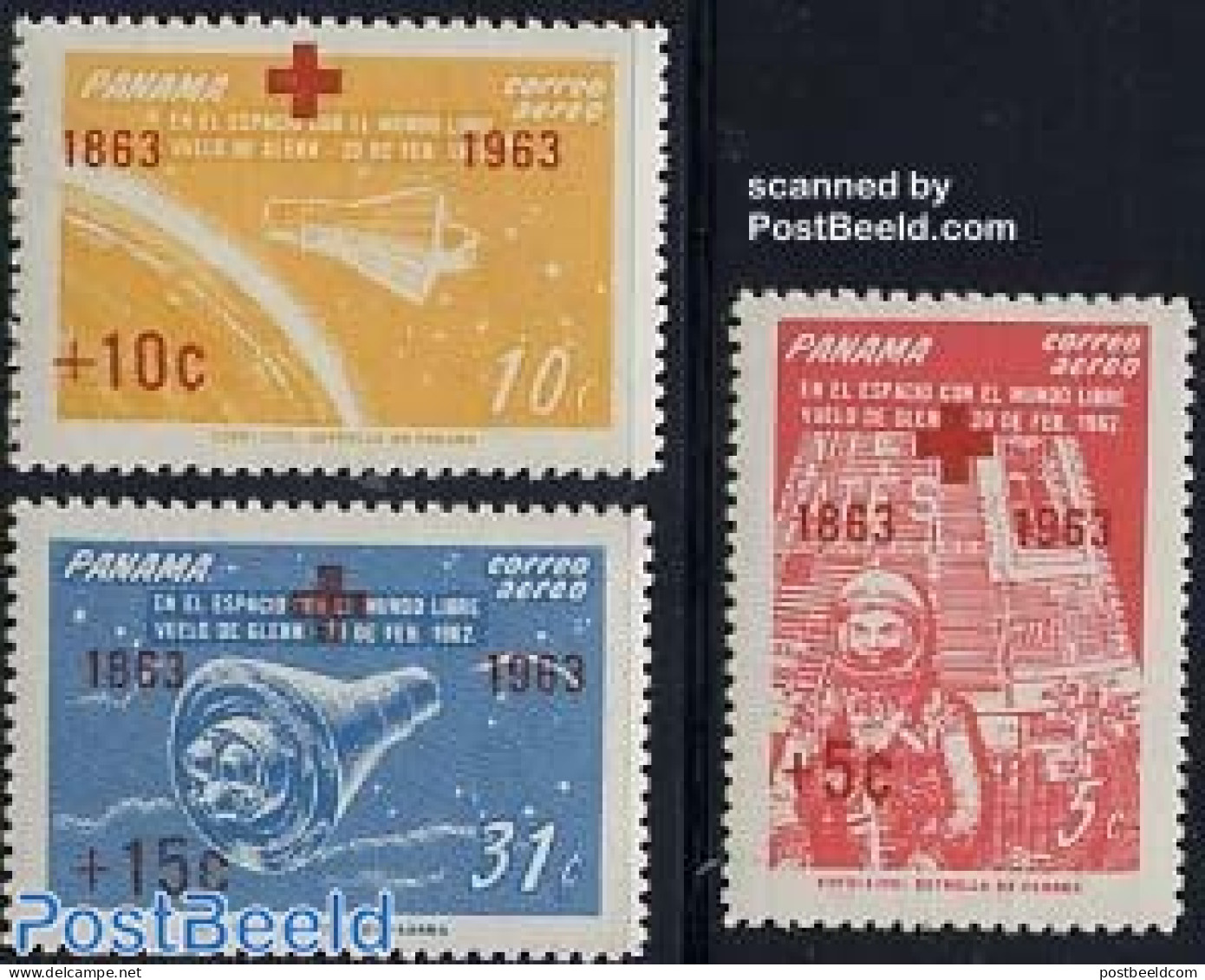 Panama 1963 Red Cross Centenary 3v, Mint NH, Health - Transport - Red Cross - Space Exploration - Red Cross