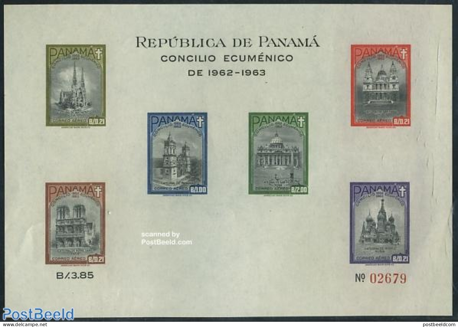Panama 1964 Vatican Concile S/s, Mint NH, Religion - Churches, Temples, Mosques, Synagogues - Religion - Churches & Cathedrals