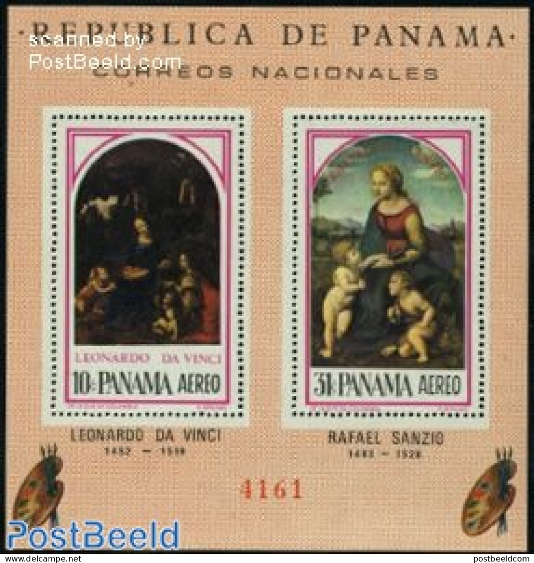 Panama 1966 Paintings S/s, Mint NH, Art - Leonardo Da Vinci - Paintings - Raphael - Panamá