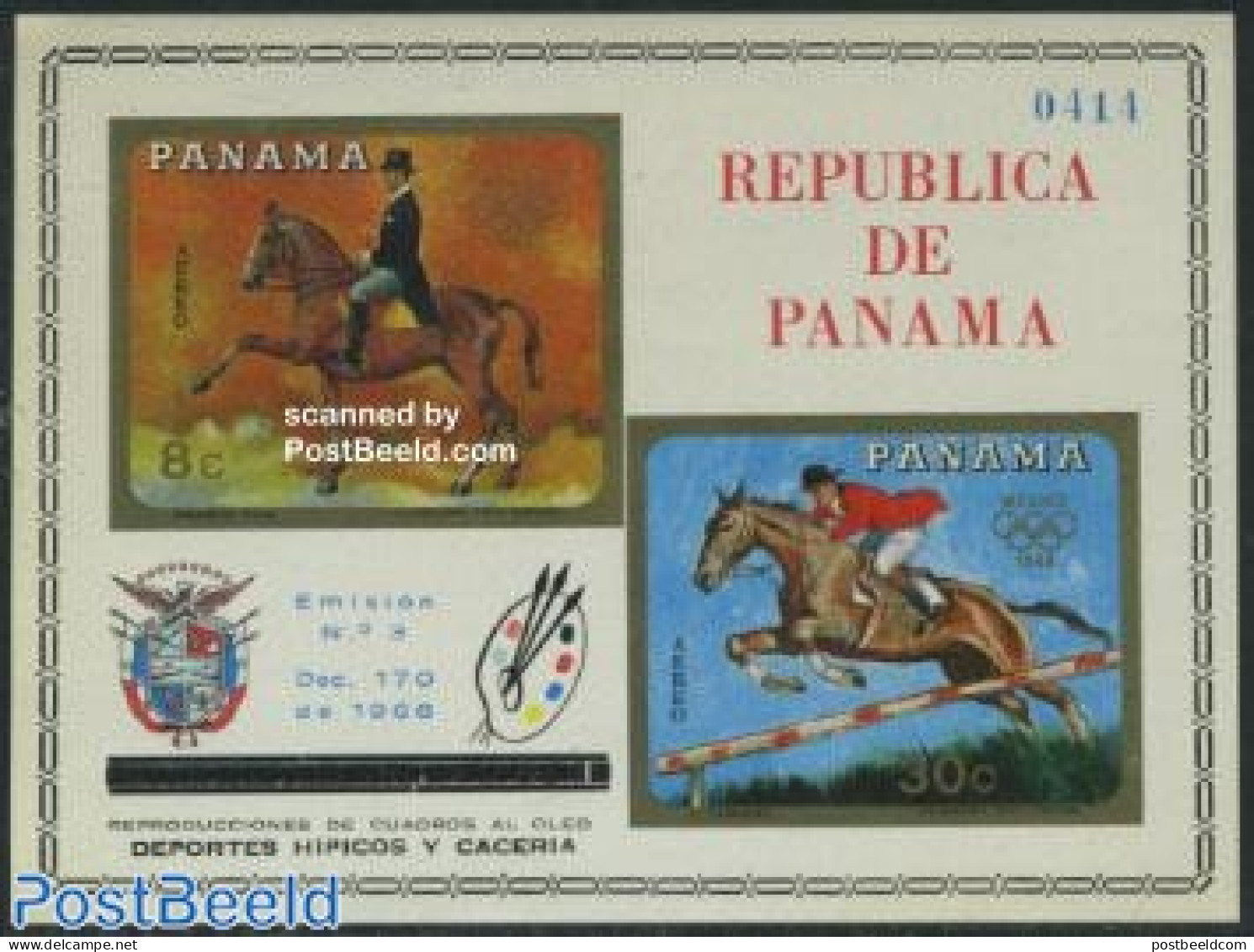 Panama 1968 Horse Sports S/s, Mint NH, Nature - Sport - Horses - Olympic Games - Panamá