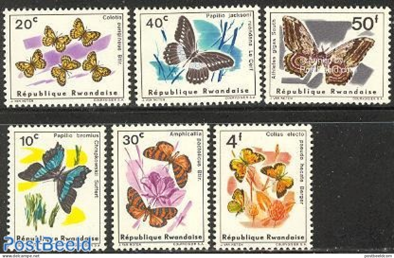 Rwanda 1965 Butterflies 6v, Mint NH, Nature - Butterflies - Other & Unclassified
