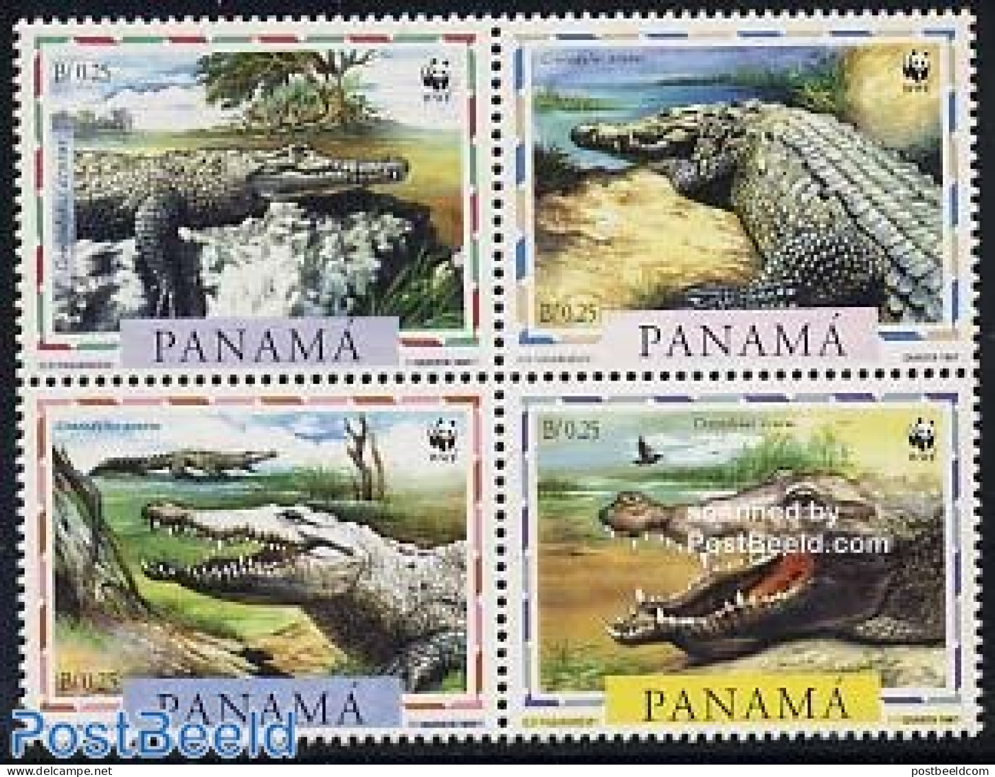 Panama 1997 WWF, Crocodile 4v [+], Mint NH, Nature - Crocodiles - Reptiles - World Wildlife Fund (WWF) - Panamá