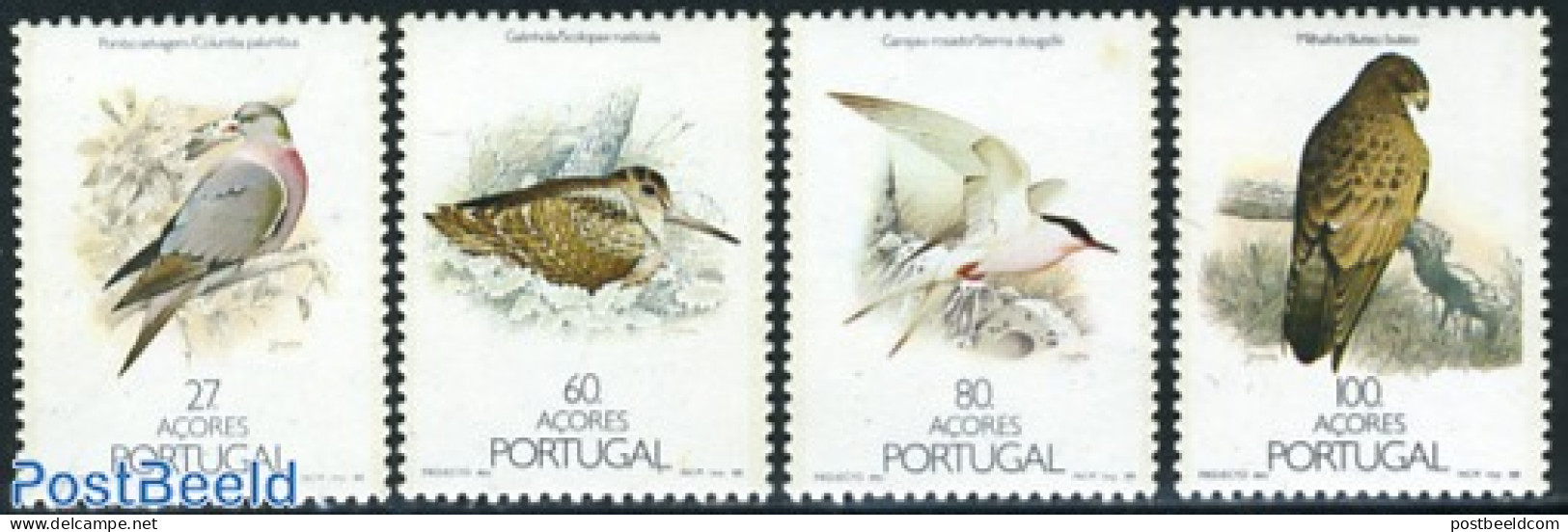 Azores 1988 Birds 4v, Mint NH, Nature - Birds - Birds Of Prey - Pigeons - Azoren