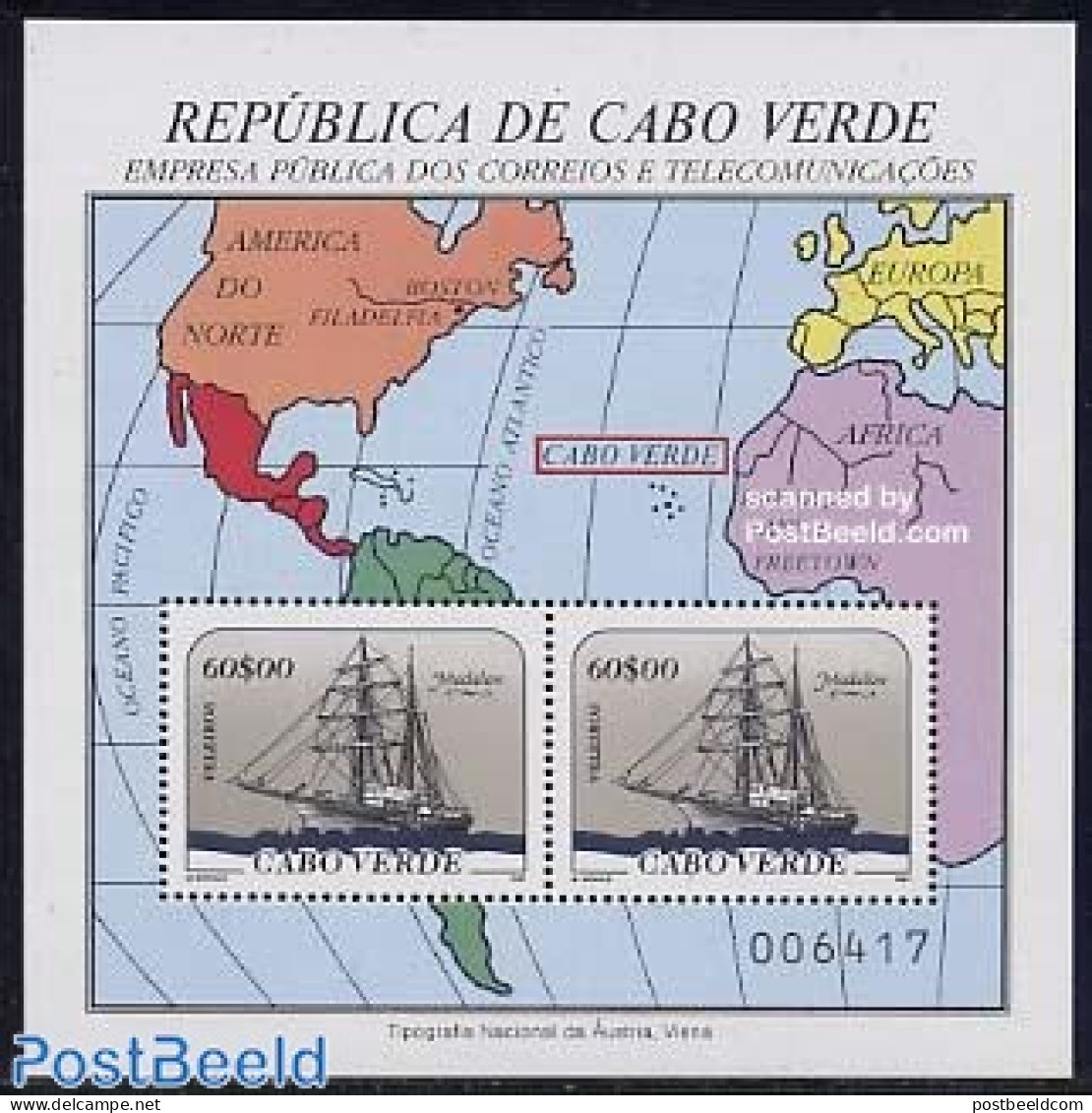 Cape Verde 1987 Ships S/s, Mint NH, Transport - Various - Ships And Boats - Maps - Barche