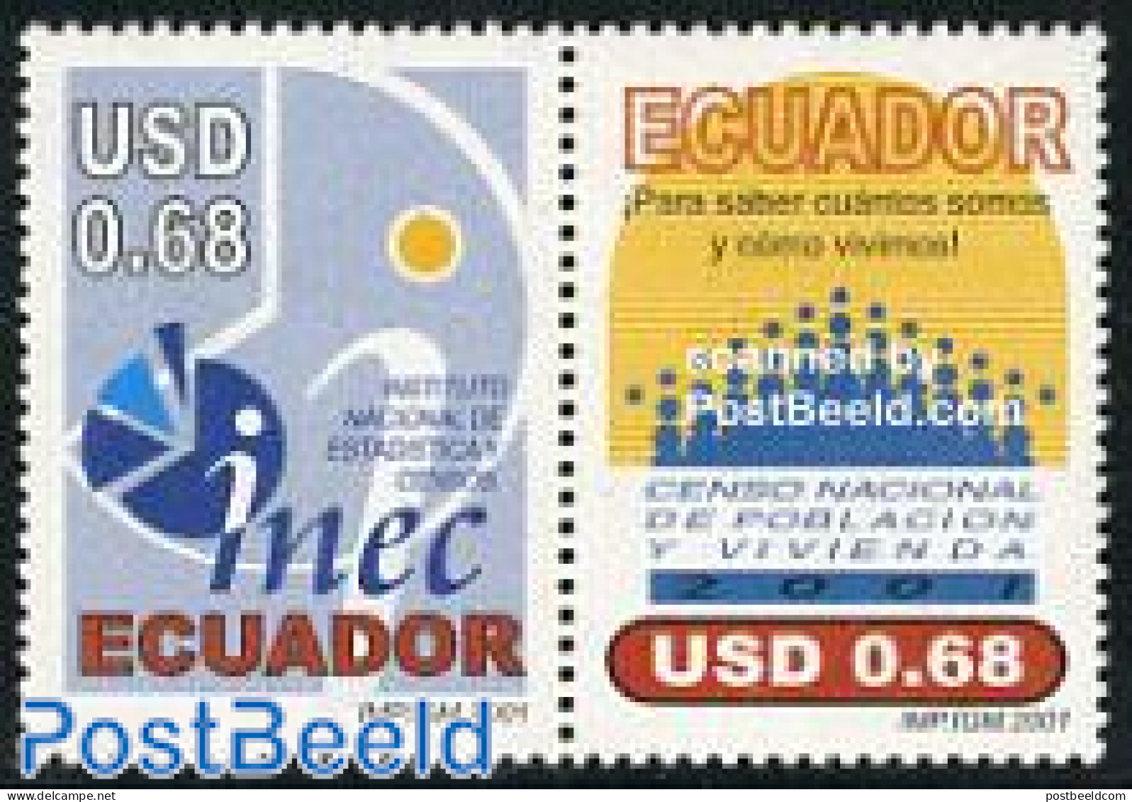 Ecuador 2001 National Census 2v [:], Mint NH, Science - Statistics - Non Classés