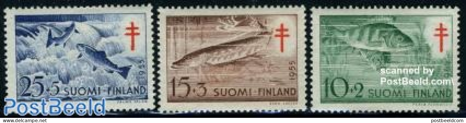 Finland 1955 Anti Tuberculosis, Fish 3v, Mint NH, Health - Nature - Anti Tuberculosis - Fish - Ongebruikt