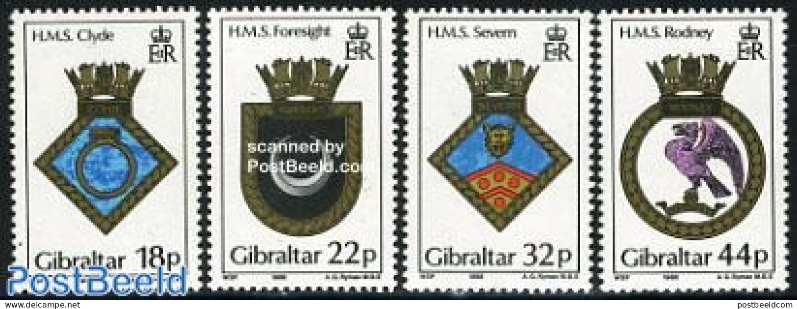 Gibraltar 1988 Naval Arms 4v, Mint NH, History - Coat Of Arms - Gibraltar