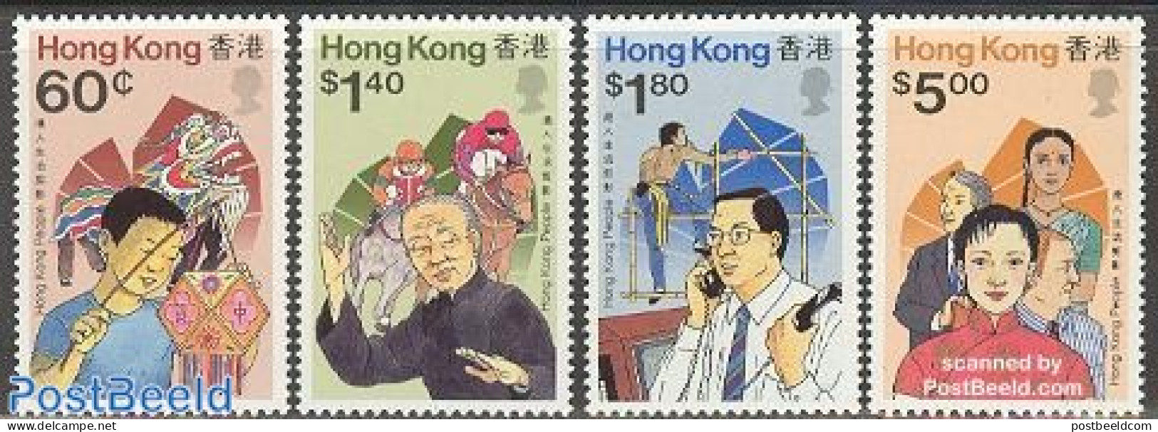 Hong Kong 1989 Life In Hong Kong 4v, Mint NH, Nature - Various - Horses - Folklore - Unused Stamps