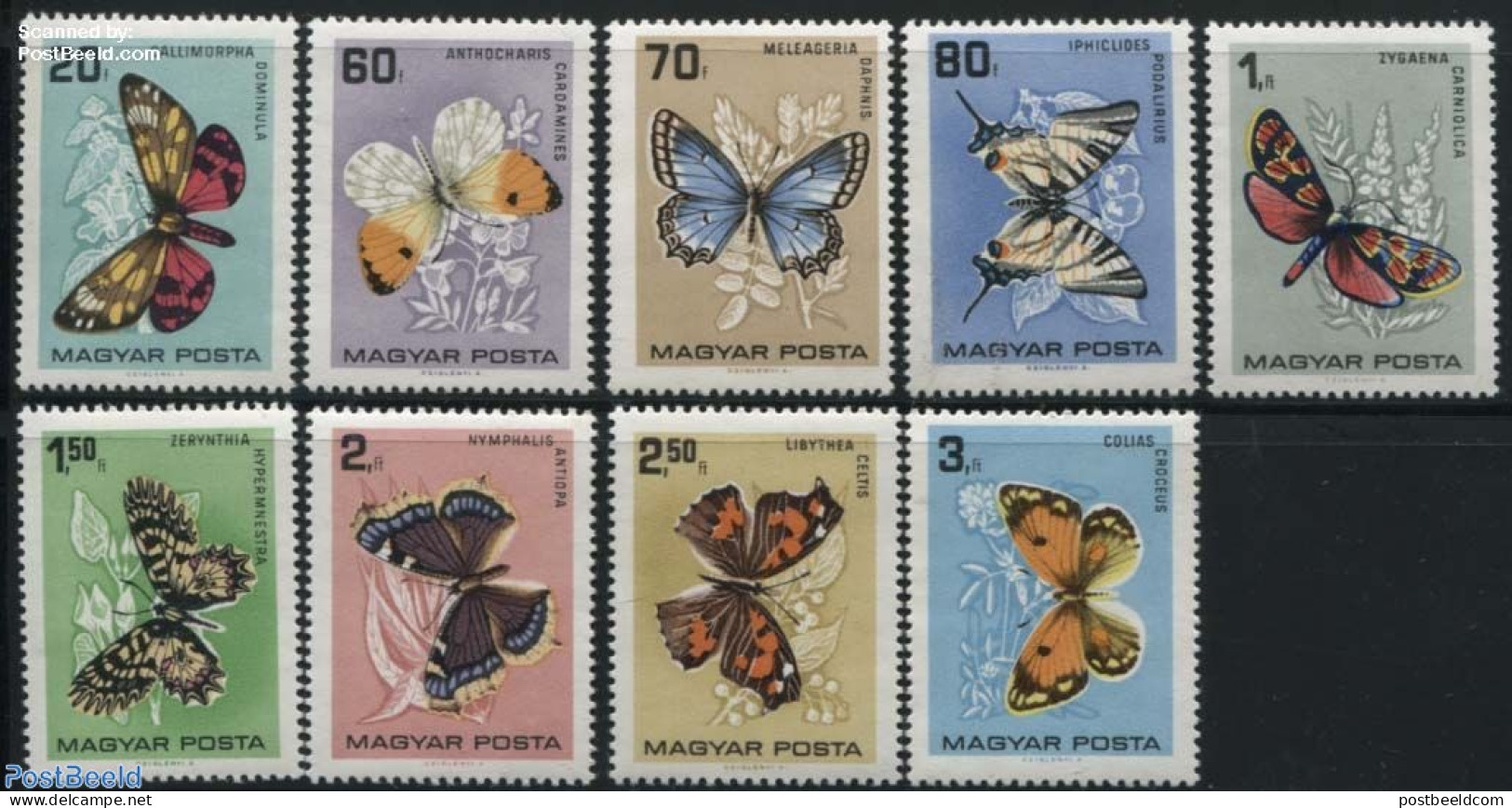 Hungary 1966 Butterflies 9v, Mint NH, Nature - Butterflies - Nuevos