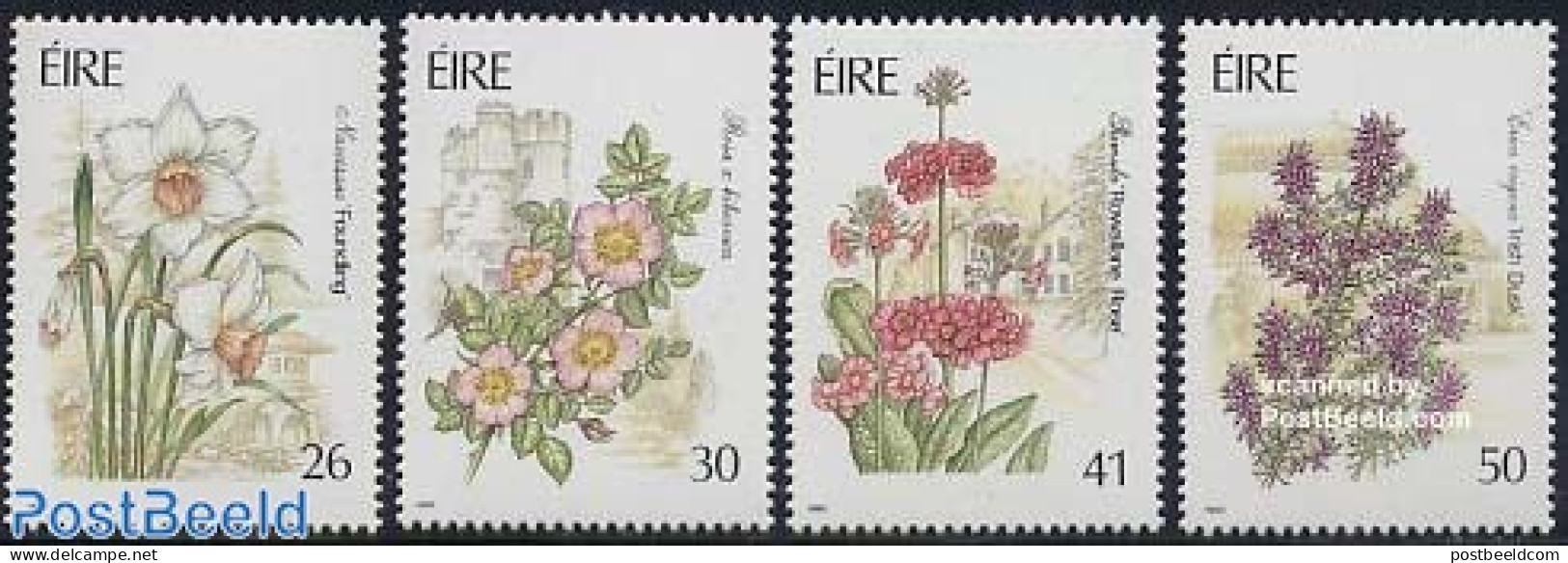 Ireland 1990 Garden Flowers 4v, Mint NH, Nature - Flowers & Plants - Gardens - Roses - Nuevos