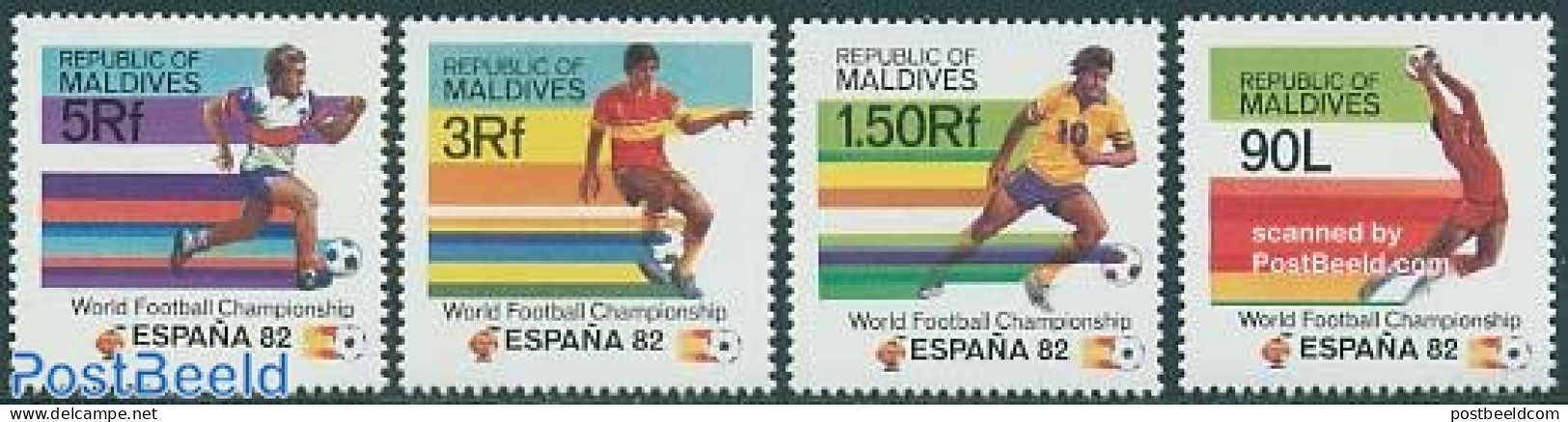 Maldives 1982 World Cup Football Spain 4v, Mint NH, Sport - Football - Maldive (1965-...)