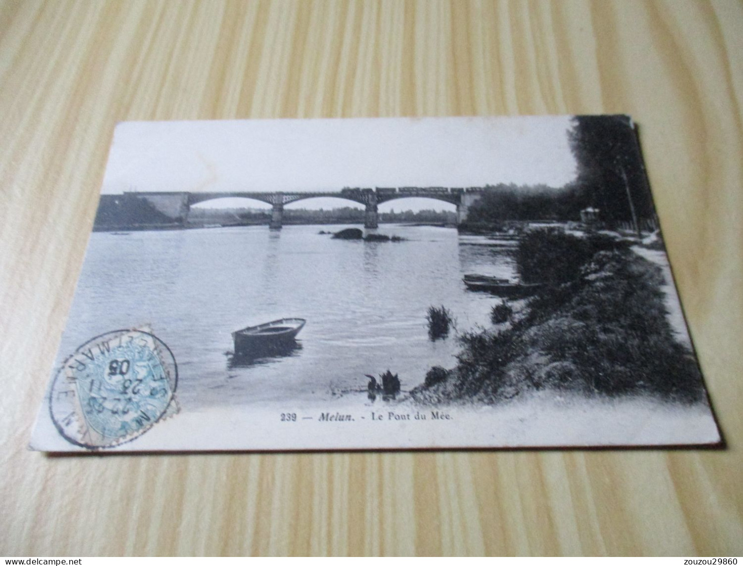 CPA Melun (77).Le Pont Du Mée (avec Un Train Le Traversant) - Carte Oblitérée Le 23/11/1905. - Melun