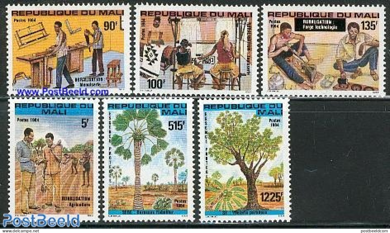 Mali 1984 Life Improvement 6v, Mint NH, Nature - Various - Trees & Forests - Agriculture - Textiles - Rotary, Club Leones