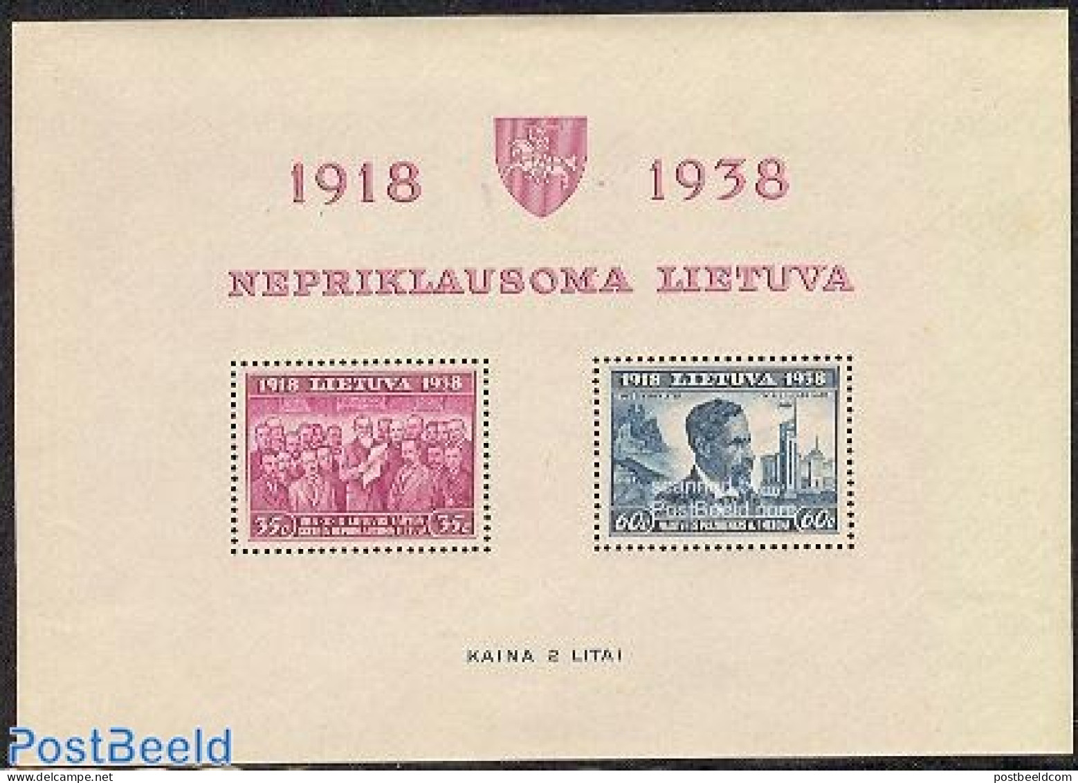 Lithuania 1939 20 Years Republic S/s, Mint NH - Lituania