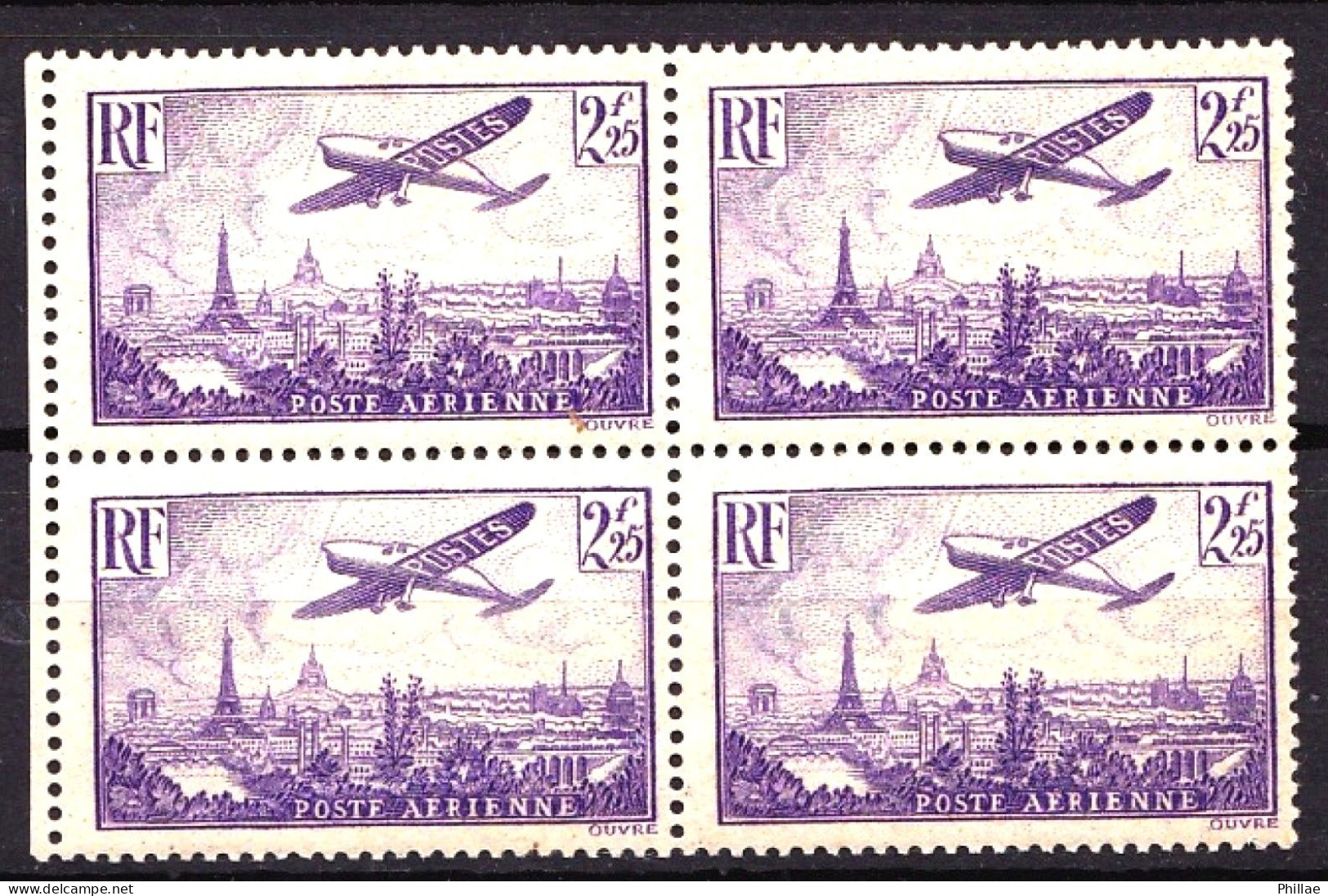 PA  10 - 2F25 Violet - Bloc De 4 - BDF - Neuf N** (petite Adhérence Verso D'un Timbre) - TB - 1927-1959 Mint/hinged