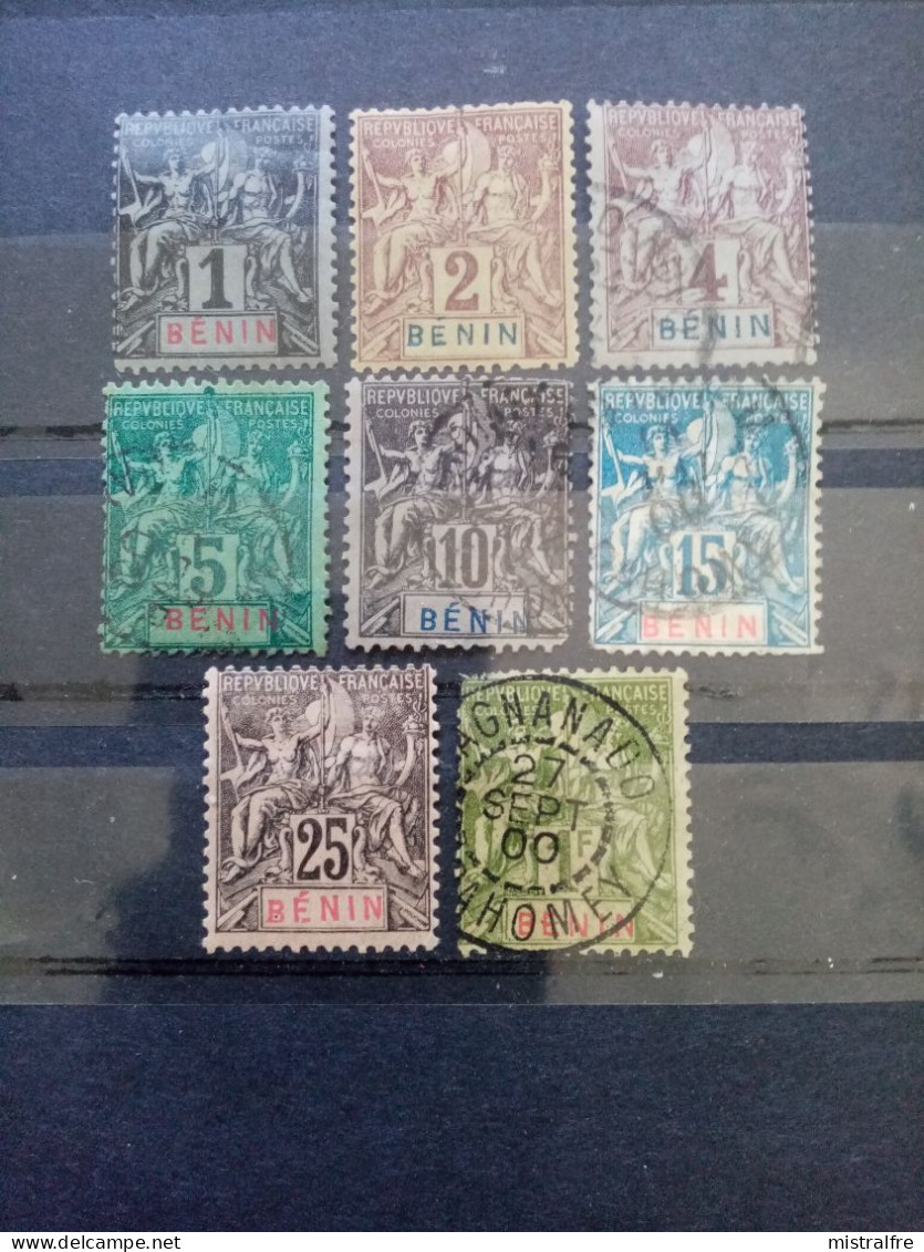 BENIN.1894. Type SAGE N° 33 à 45 .Lot De 3 NEUFS + 6 Oblitérés. Côte YT 2022 : 65,00 € - Used Stamps