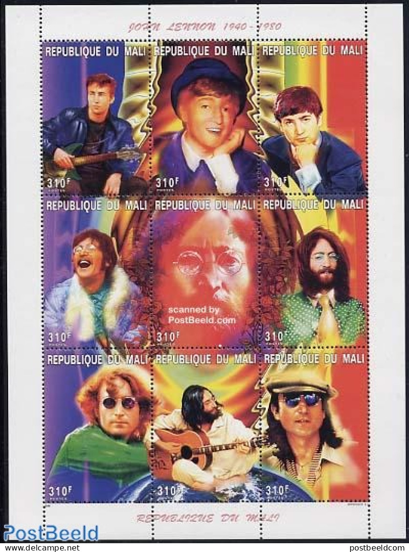 Mali 1996 John Lennon 9v M/s, Mint NH, Performance Art - Music - Popular Music - Musica