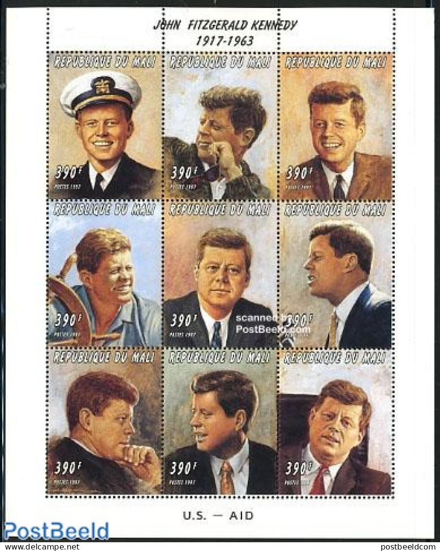 Mali 1997 J.F. Kennedy 80th Birthday 9v M/s, Mint NH, History - American Presidents - Malí (1959-...)