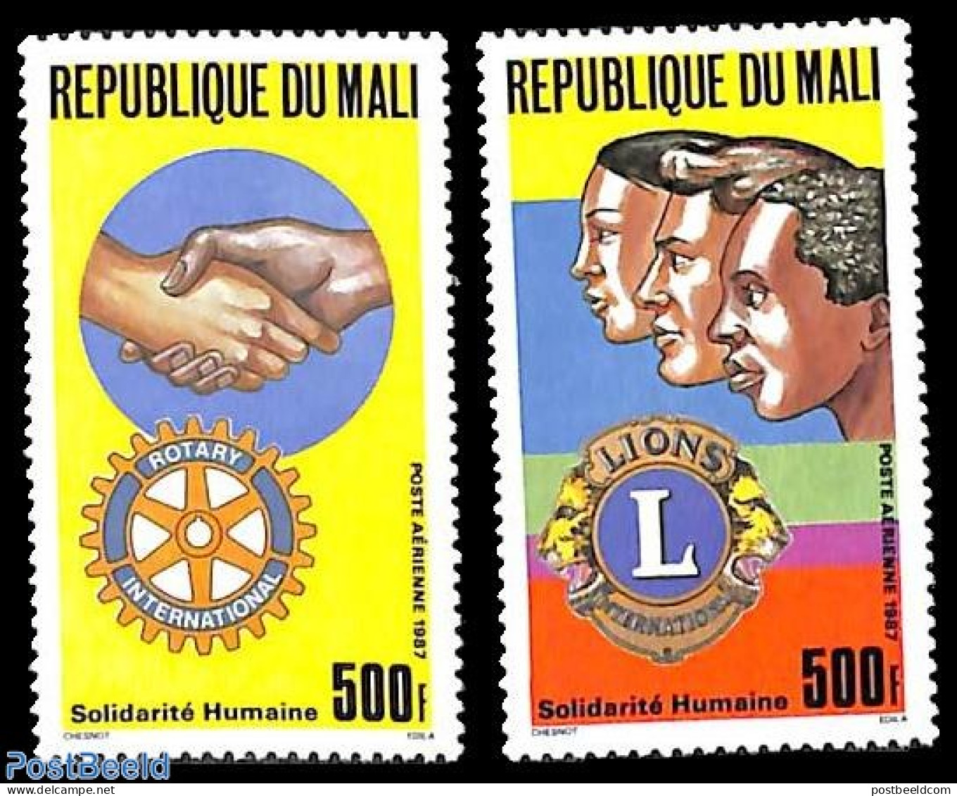 Mali 1987 Lions, Rotary 2v, Mint NH, Various - Lions Club - Rotary - Rotary, Club Leones
