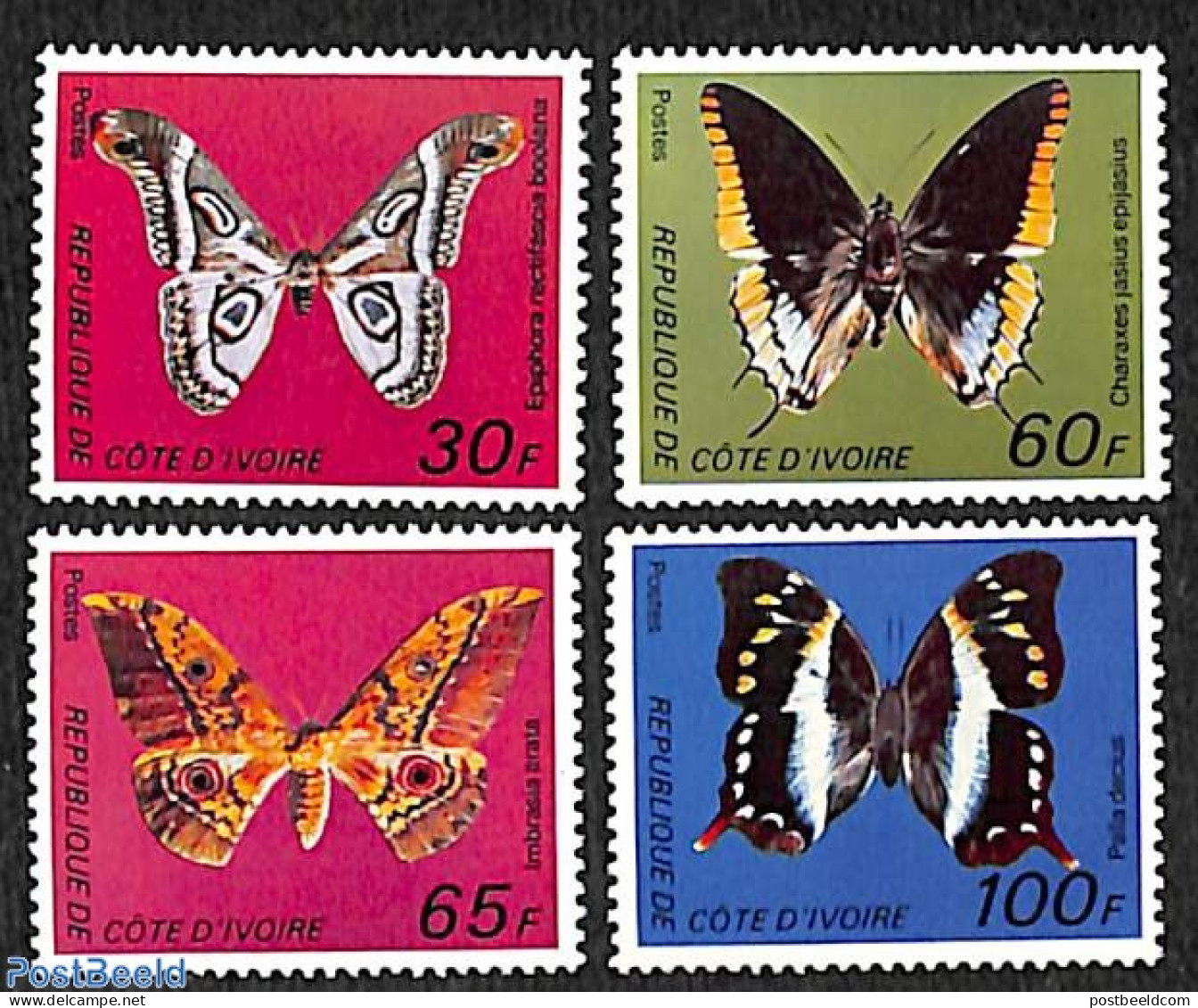 Ivory Coast 1977 Butterflies 4v, Mint NH, Nature - Butterflies - Neufs