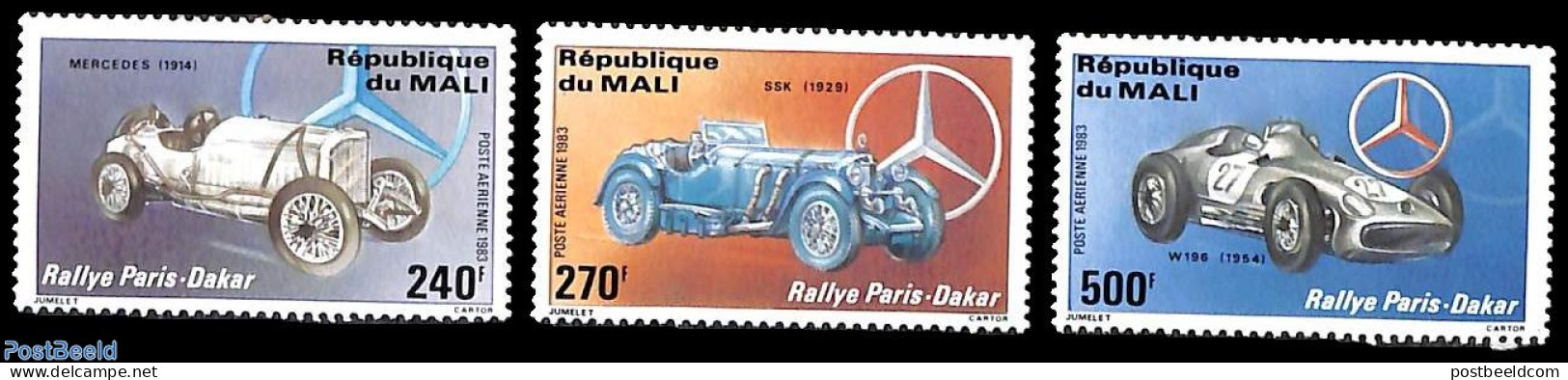 Mali 1983 Paris-Dakar Rallye 3v, Mint NH, Sport - Transport - Autosports - Automobiles - Coches