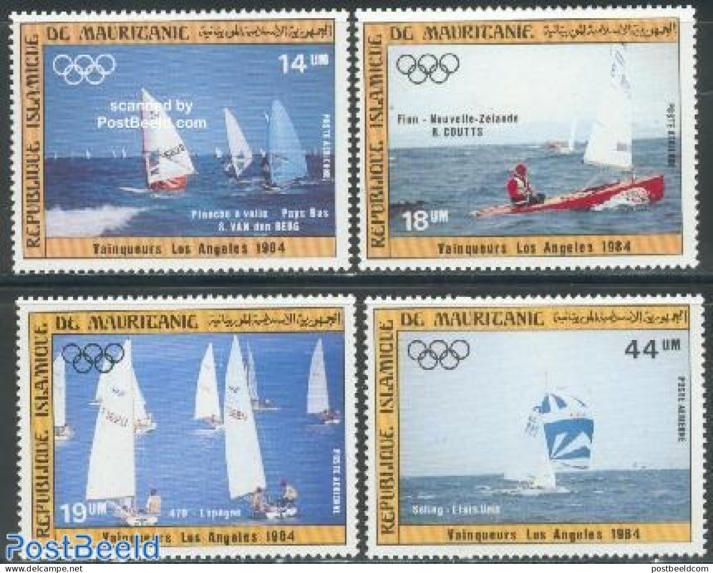 Mauritania 1984 Olympic Winners Los Angeles 4v, Mint NH, Sport - Transport - Olympic Games - Sailing - Ships And Boats - Zeilen