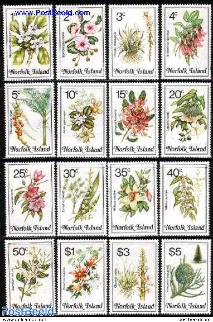 Norfolk Island 1984 Definitives, Flowers 16v, Mint NH, Nature - Flowers & Plants - Trees & Forests - Rotary, Lions Club