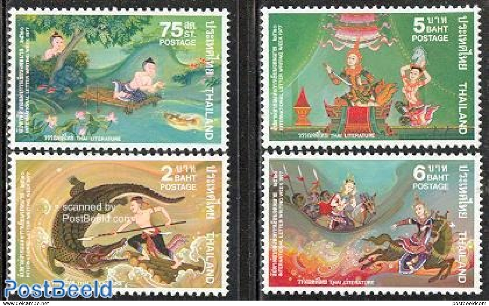 Thailand 1977 International Letter Week 4v, Mint NH, Nature - Crocodiles - Fish - Horses - Art - Fairytales - Fishes