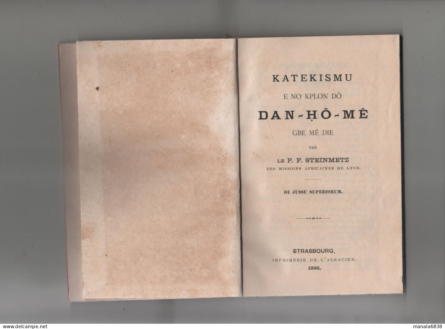 Katekismu E No Kplon Do Dan Ho Me Steinmetz 1898 Missions Africaines Lyon Fongbéen Catéchisme - Religion &  Esoterik