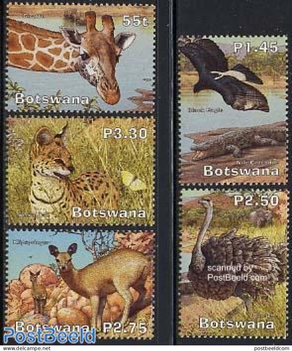 Botswana 2003 Wetlands 5v, Mint NH, Nature - Animals (others & Mixed) - Birds - Cat Family - Giraffe - Botswana (1966-...)