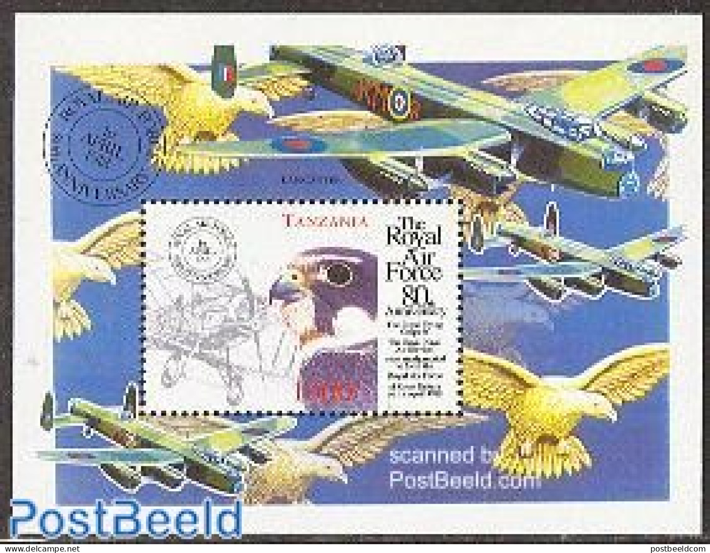 Tanzania 1998 80 Years R.A.F. S/s, Bristol F.2B Fighter, Mint NH, Nature - Transport - Birds - Birds Of Prey - Aircraf.. - Aerei