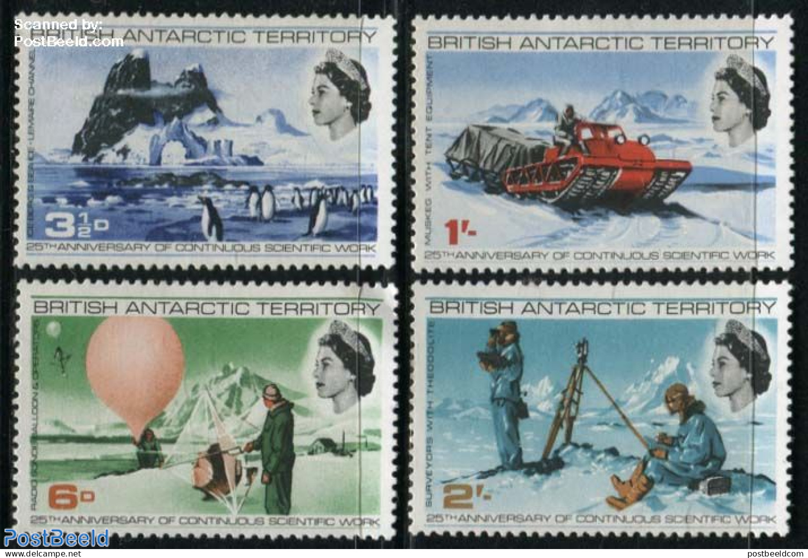 British Antarctica 1969 Scientific Research 4v, Mint NH, Nature - Science - Transport - Penguins - The Arctic & Antarc.. - Climate & Meteorology