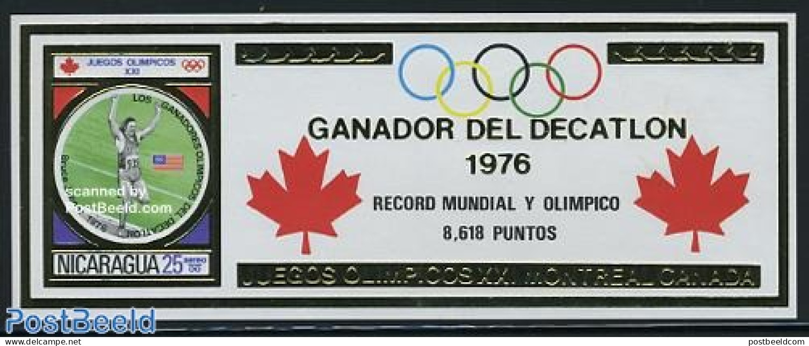 Nicaragua 1976 Olympic Winners S/s, Mint NH, Sport - Olympic Games - Nicaragua
