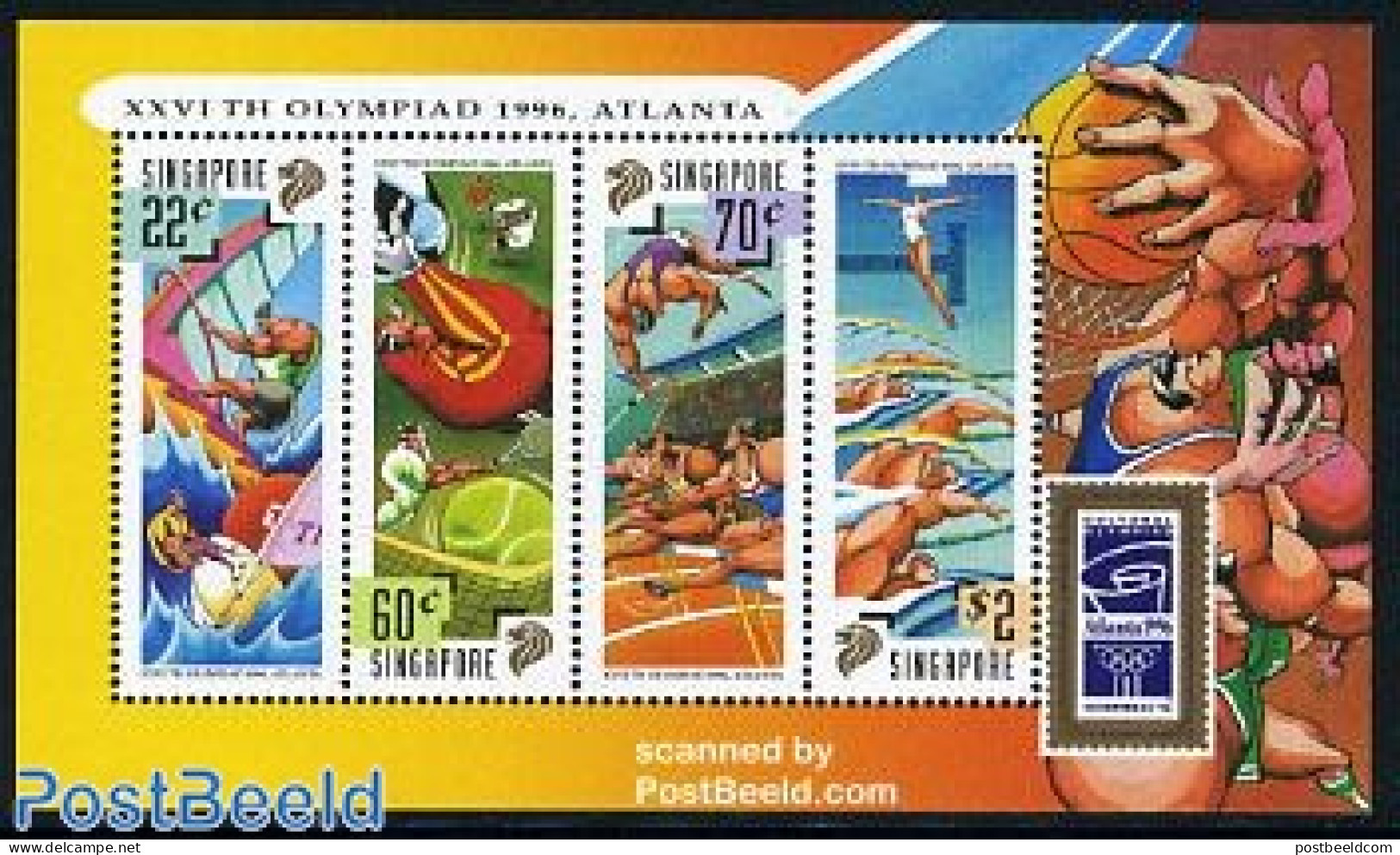 Singapore 1996 Olympic Games Atlanta S/s, Mint NH, Sport - Athletics - Football - Olympic Games - Sailing - Swimming -.. - Leichtathletik