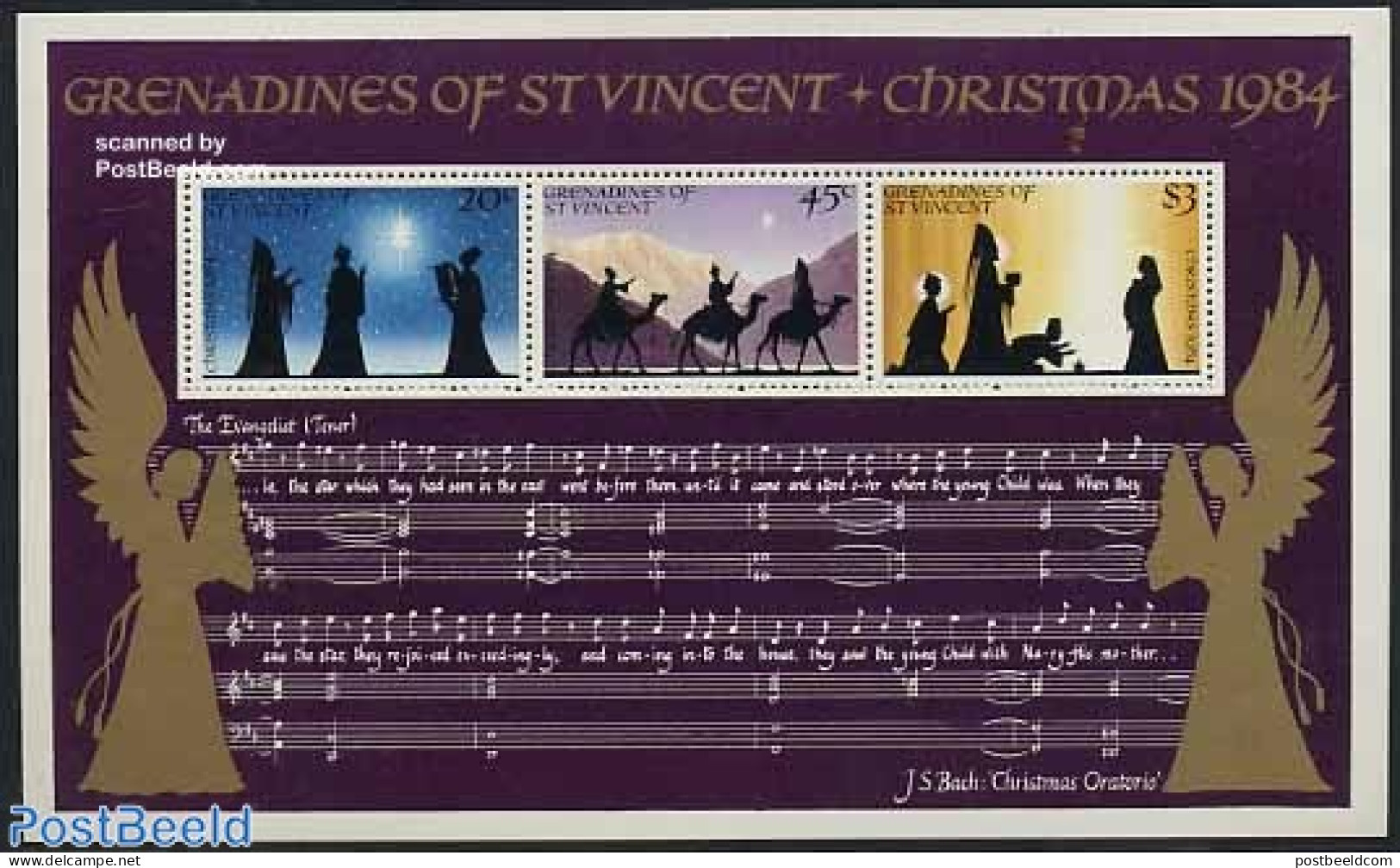 Saint Vincent & The Grenadines 1984 Christmas S/s, Mint NH, Performance Art - Religion - Music - Christmas - Musica