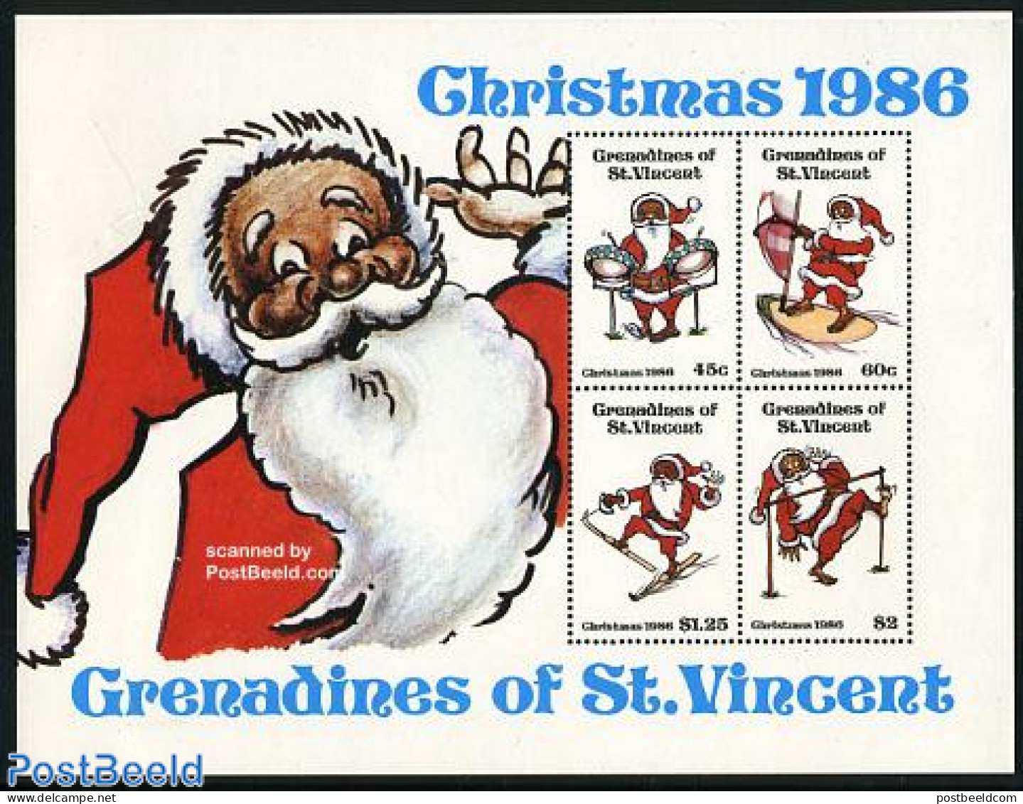 Saint Vincent & The Grenadines 1986 Christmas S/s, Mint NH, Performance Art - Religion - Sport - Music - Christmas - S.. - Music