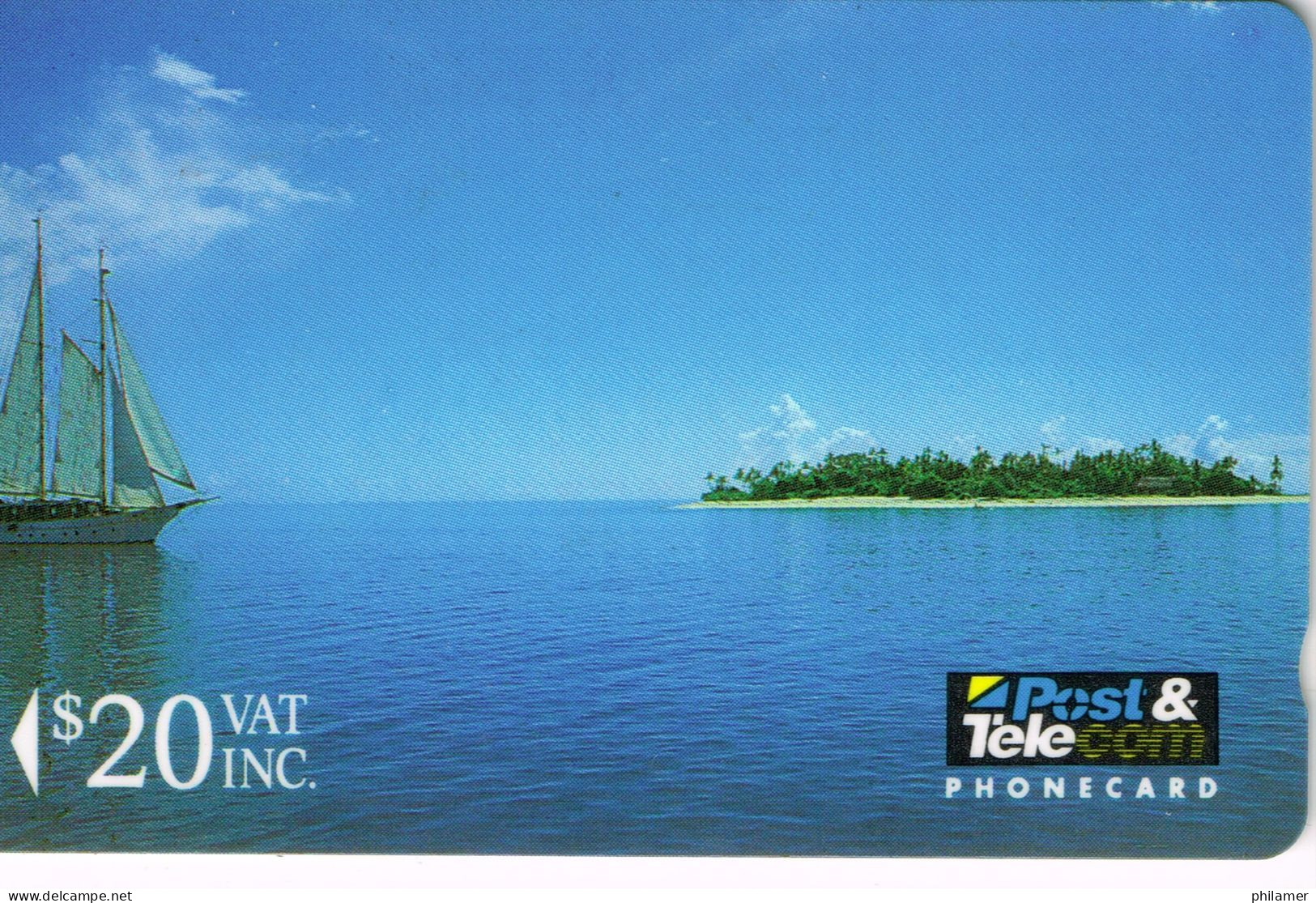 FIDJI FIJI Telecarte Phonecard CARTE MAGNETIQUE 20 $ SUVA NATURE GIFT ONE ISLAND ATOLL VOILIER OCEAN TOURISME UT BE - Fidschi