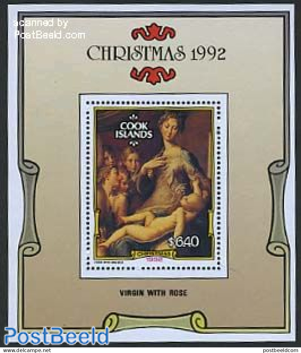 Cook Islands 1992 Christmas S/s, Mint NH, Religion - Christmas - Art - Paintings - Noël