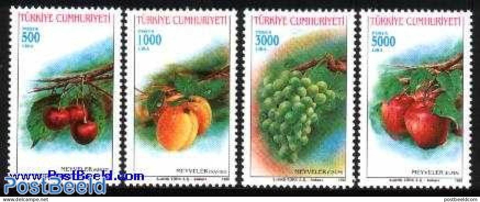 Türkiye 1992 Fruits 4v, Mint NH, Nature - Fruit - Wine & Winery - Altri & Non Classificati