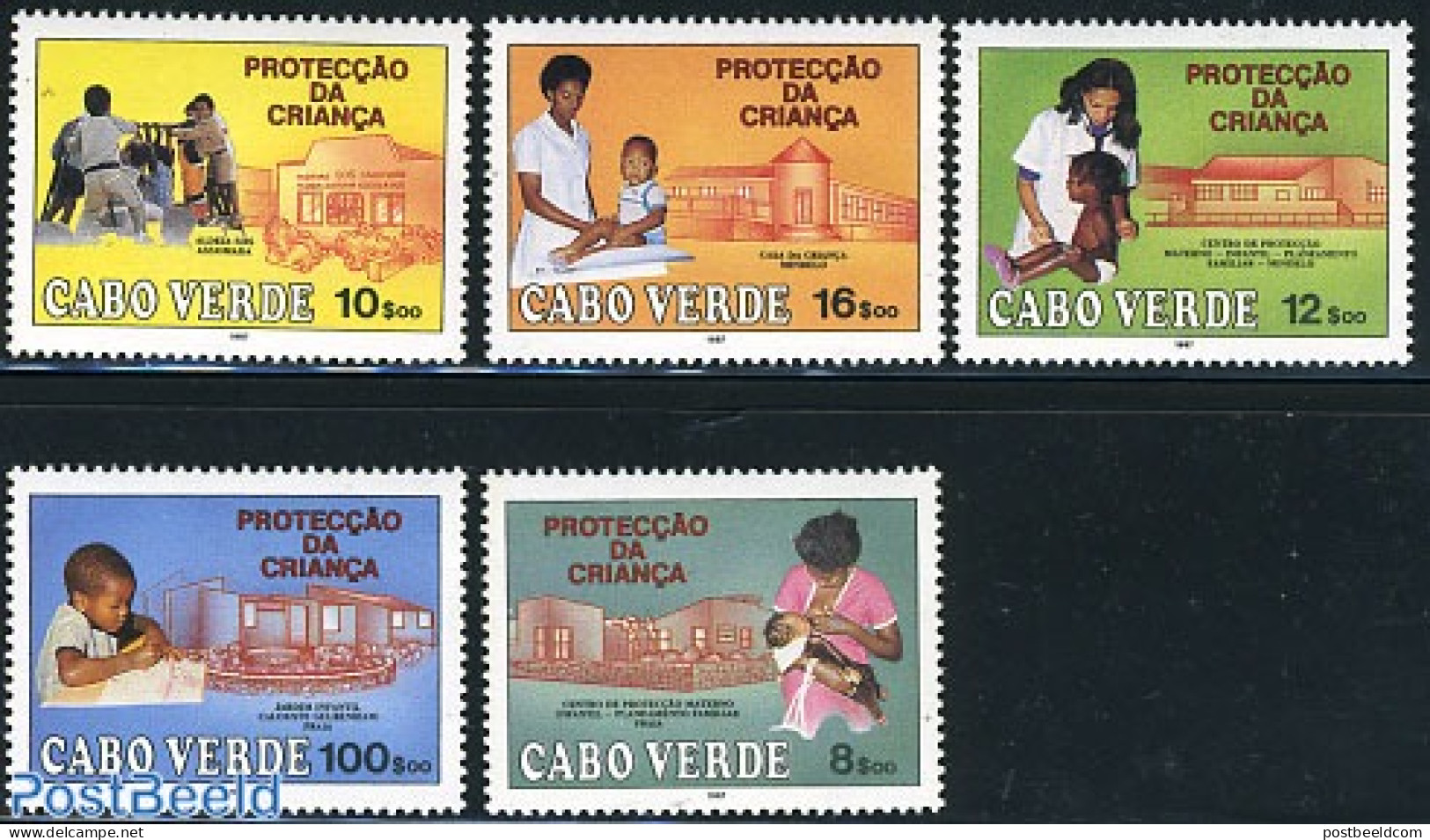 Cape Verde 1987 Children 5v, Mint NH - Kap Verde