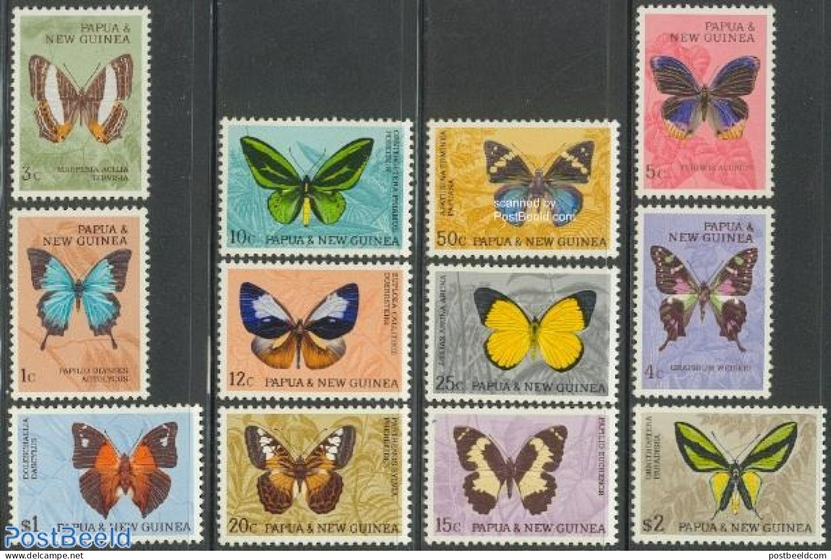 Papua New Guinea 1966 Butterflies 12v, Mint NH, Nature - Butterflies - Papúa Nueva Guinea