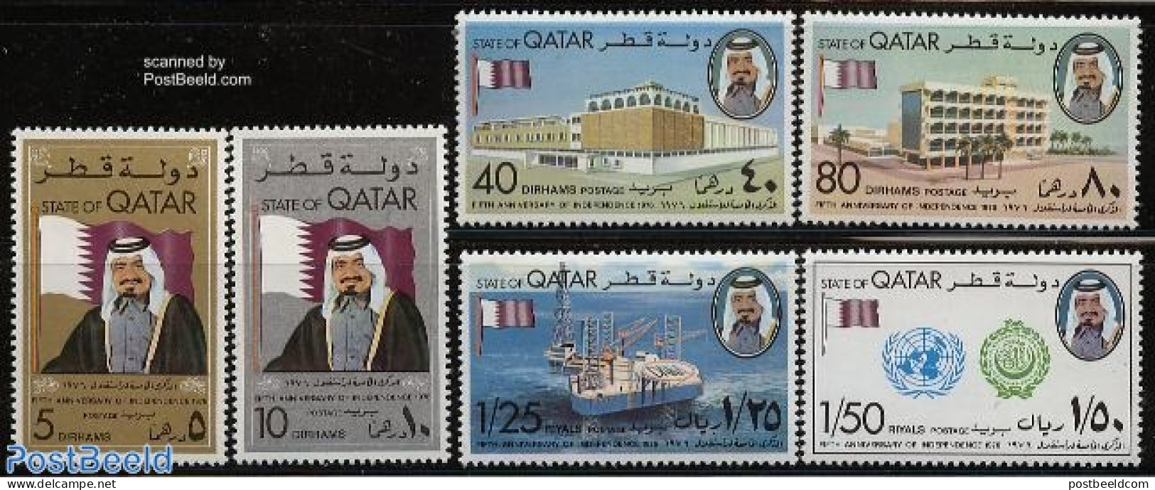Qatar 1976 5 Years Independence 6v, Mint NH, History - Qatar