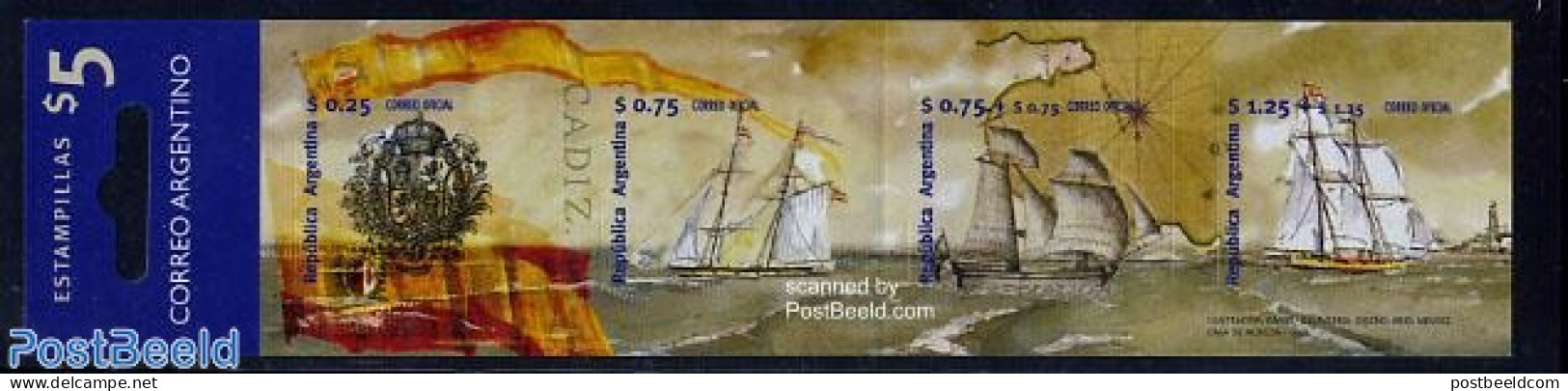 Argentina 1998 Espamer 4v Booklet, Mint NH, History - Transport - Coat Of Arms - Stamp Booklets - Ships And Boats - Unused Stamps