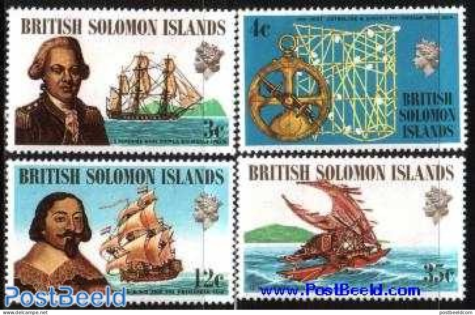 Solomon Islands 1971 Ships & Navigation 4v, Mint NH, History - Science - Transport - Explorers - Netherlands & Dutch -.. - Explorateurs
