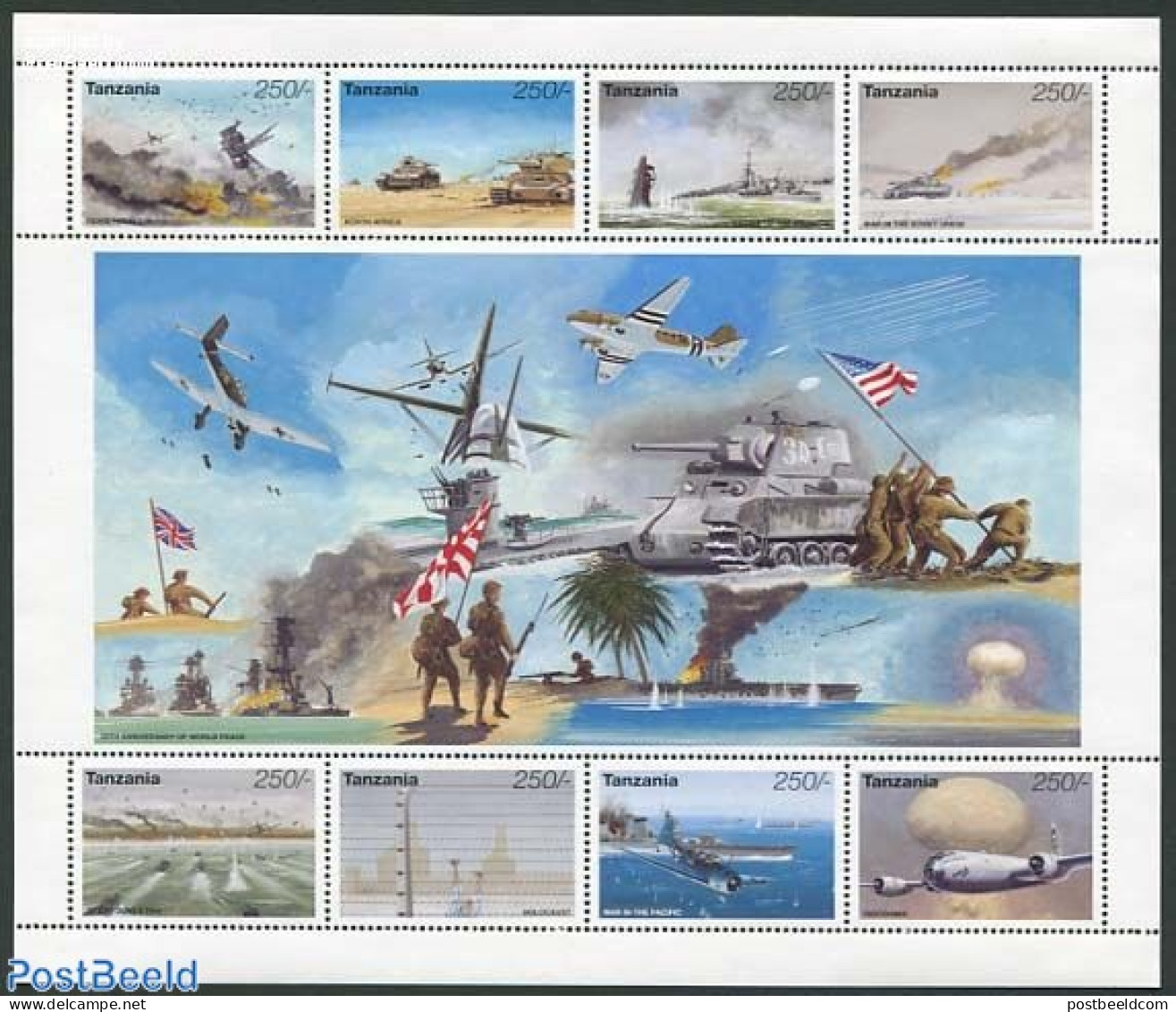 Tanzania 1995 End Of World War II 8v M/s, Mint NH, History - Science - Transport - Militarism - World War II - Atom Us.. - Militares