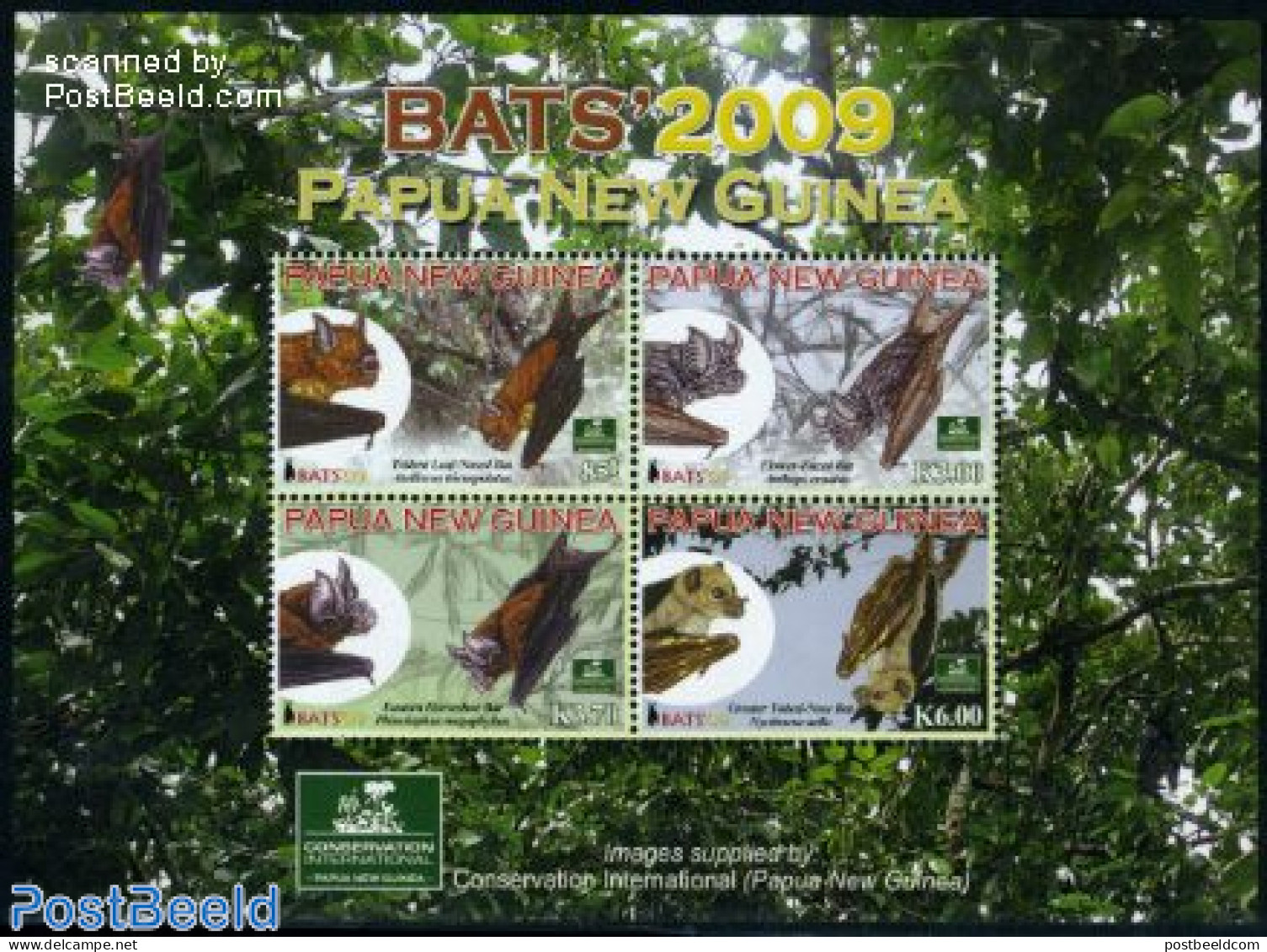 Papua New Guinea 2009 Bats 4v M/s, Mint NH, Nature - Animals (others & Mixed) - Bats - Papouasie-Nouvelle-Guinée