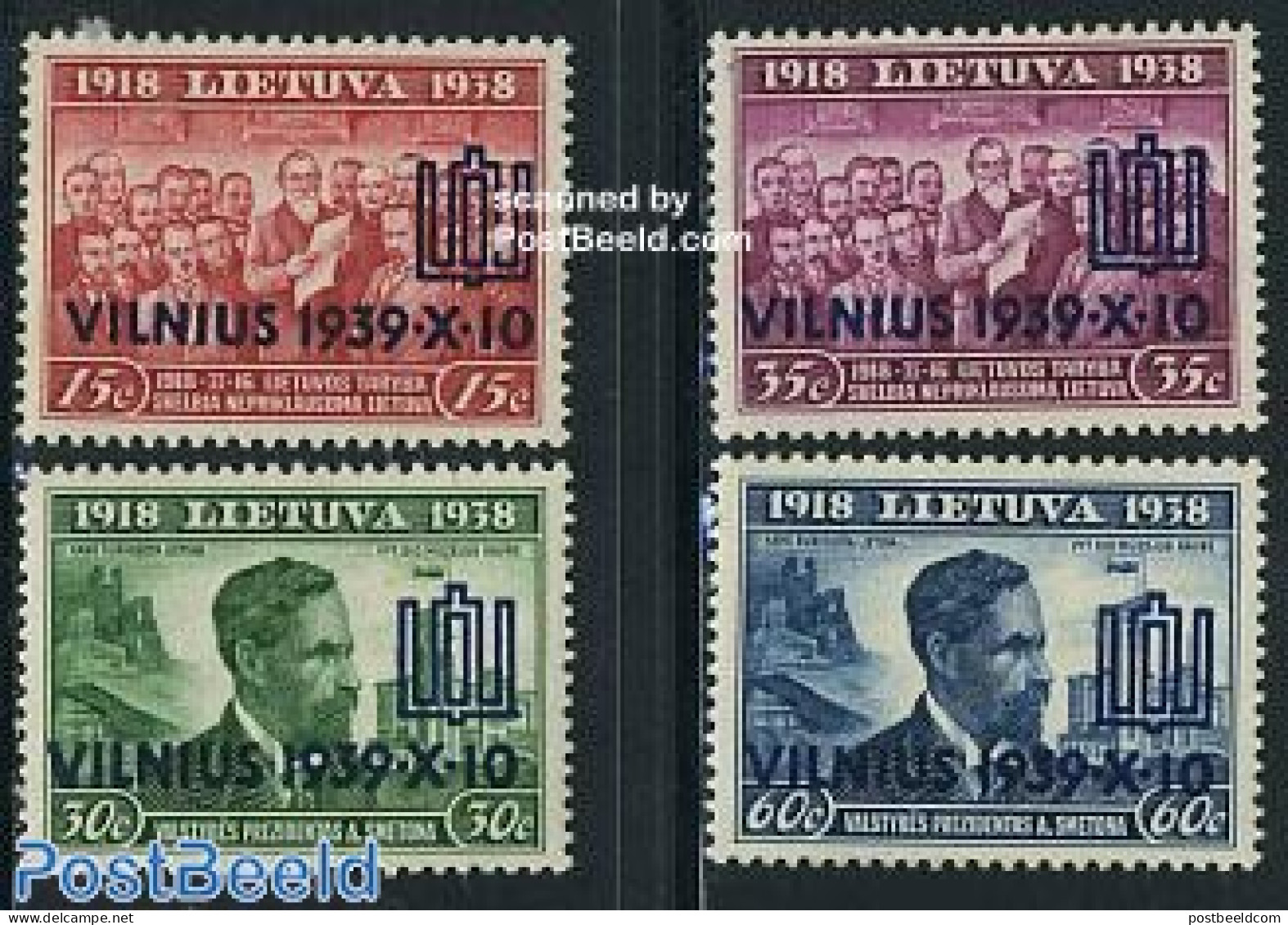 Lithuania 1939 Vilnius Reunification 4v, Mint NH - Litauen